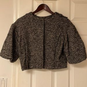 Crop top wool jacket with puffer sleeves